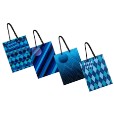 Blue Patterned Paper Gift Bag 18x23cm